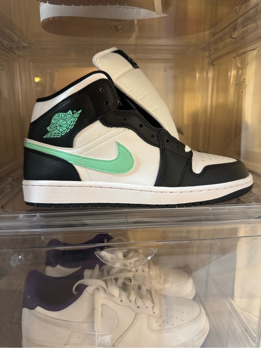 Authentic Jordan 1 Mid in Black, White & Mint